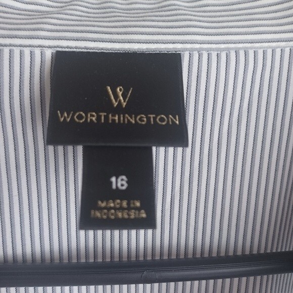 Worthington Woman's size 16 striped button down long sleeve top - Picture 3 of 5